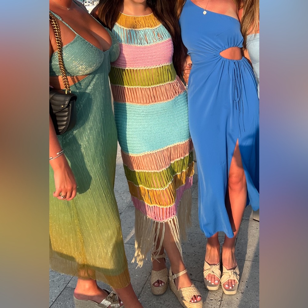 Colorful fringe knitted dress